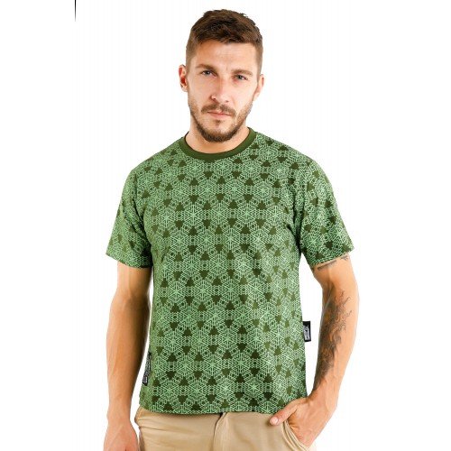 Hexagon Flower Short Tshirt. (Green)