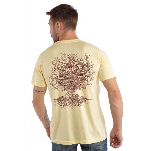 PRAKRUTI 3rd Eye Psychedelic Men's T-shirt (Cream)